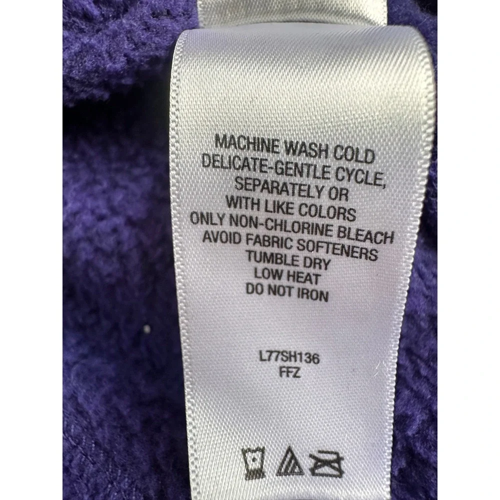 Cabelas Sweater Fleece Pullover Women Large Purple Button Funnel‎ Neck Excellent